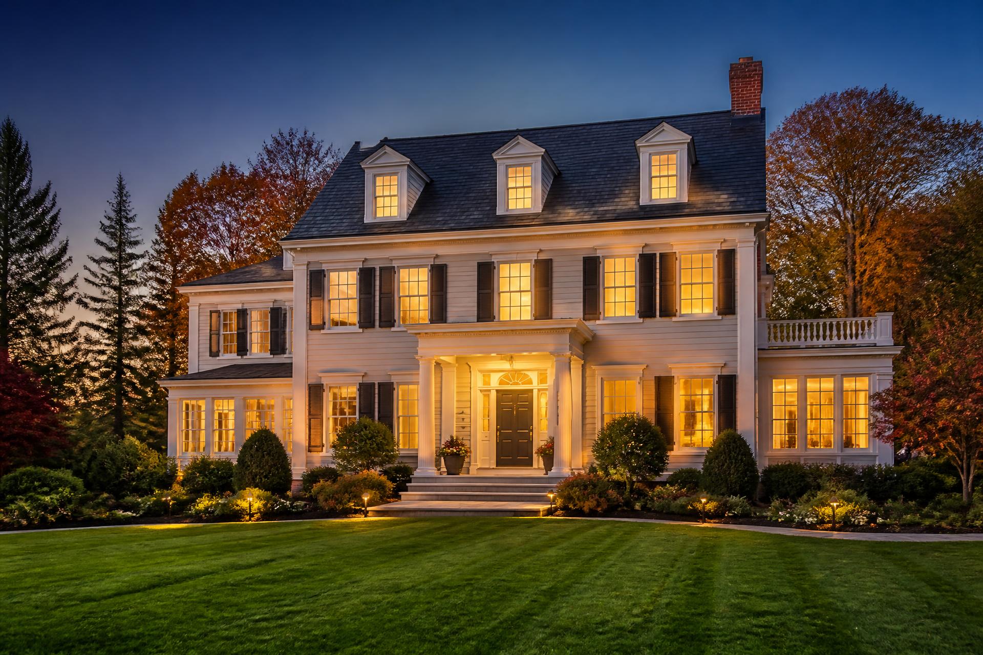 Beautiful Worcester County, Massachusetts home at dusk